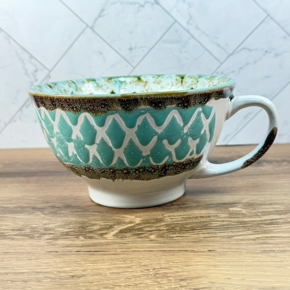 Meritage Otis Teal 27 oz Stoneware Soup Bowl w Handle / 1 Replacement Piece